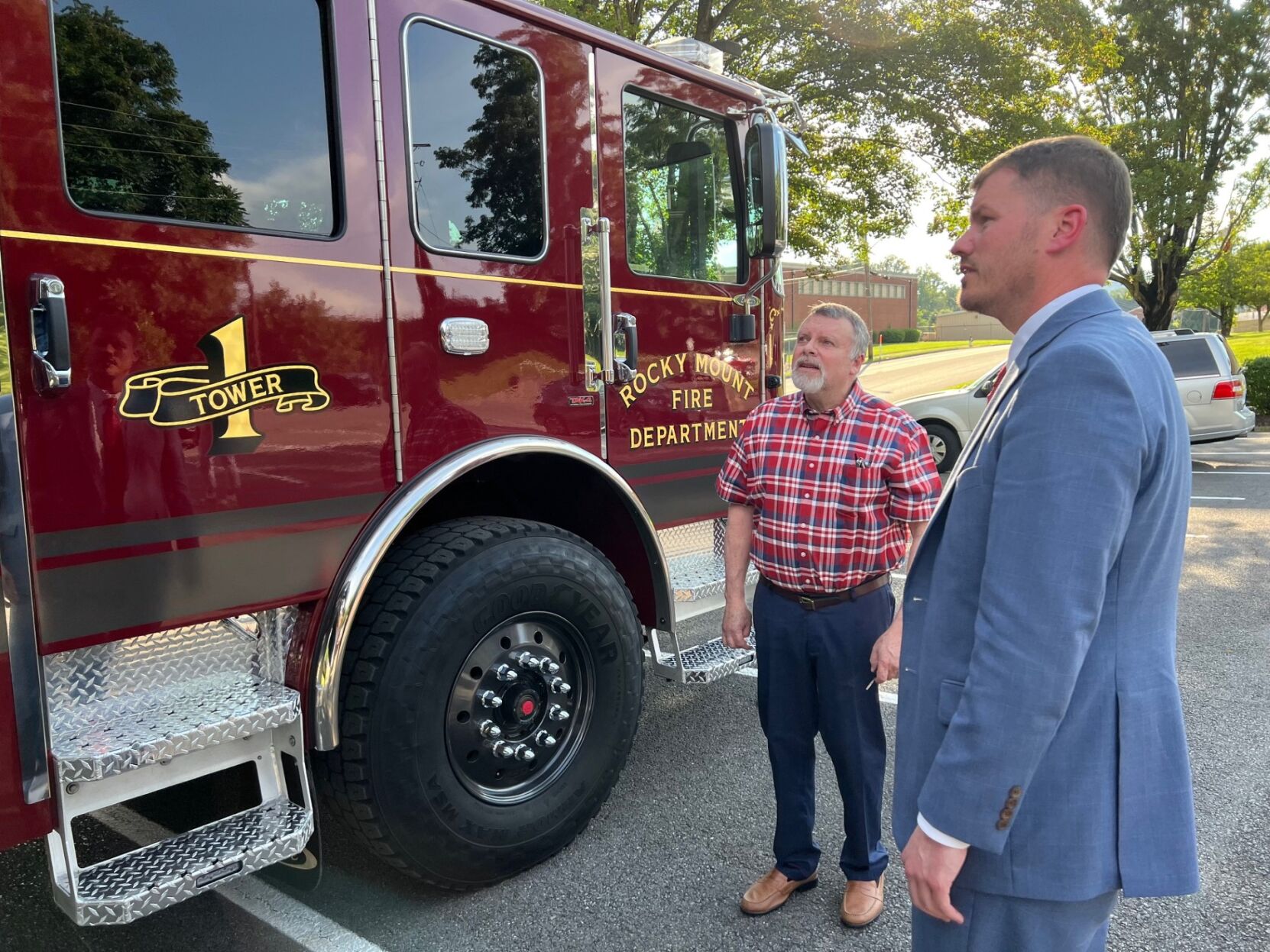 Rocky Mount Mayor Holland Perdue (right) and town council member Mark Newbill